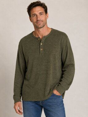 Rustic Souls Women’s Medium Green Henley Long Sleeve Knit Top